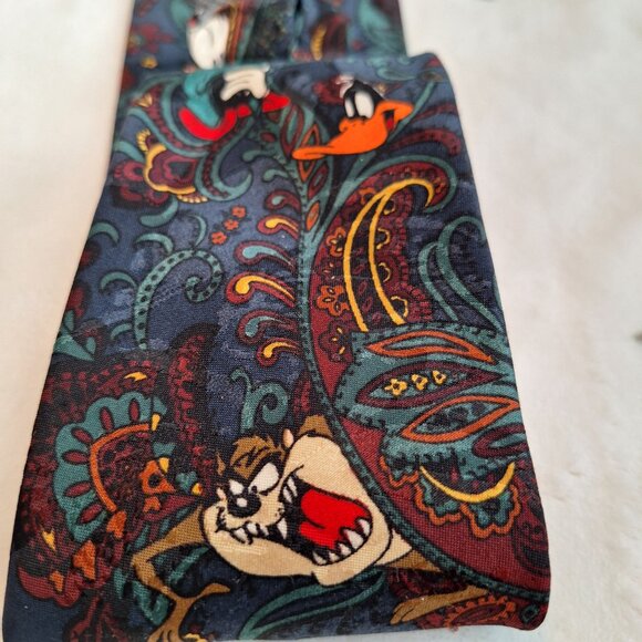 Vintage Mens Neck Tie Warner Bros. Looney Tunes Mania Bugs Bunny Friends Paisley - Picture 4 of 7